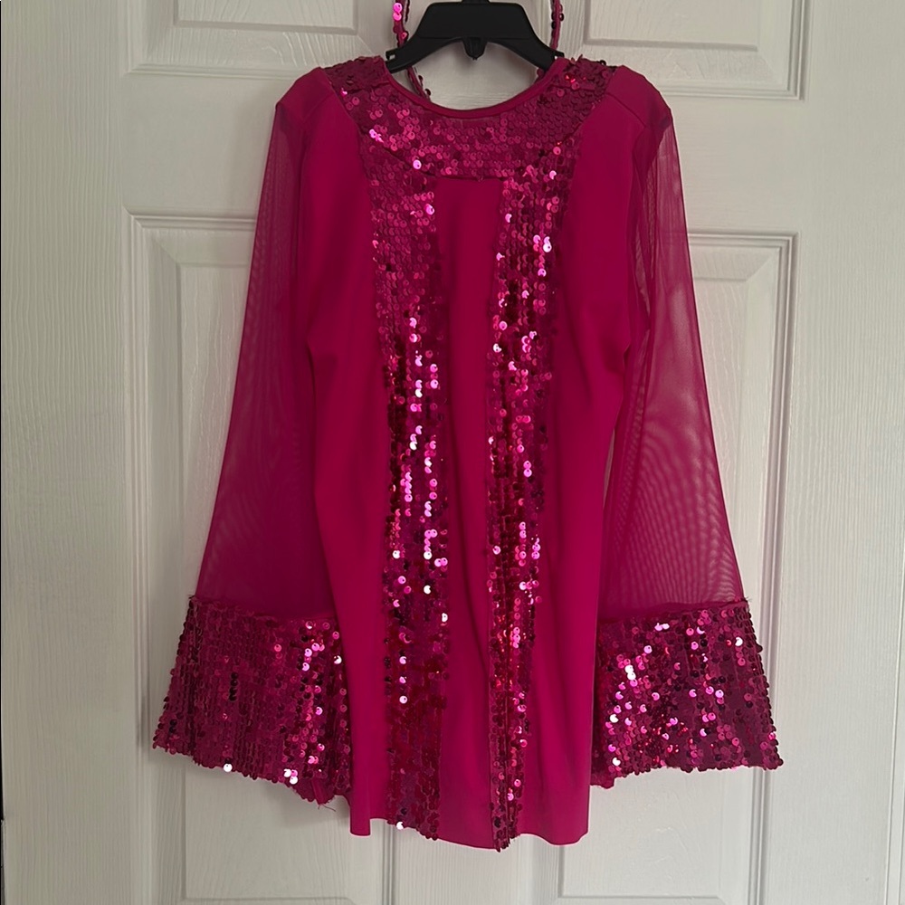 Pink Sequin Kids dance 70s costume